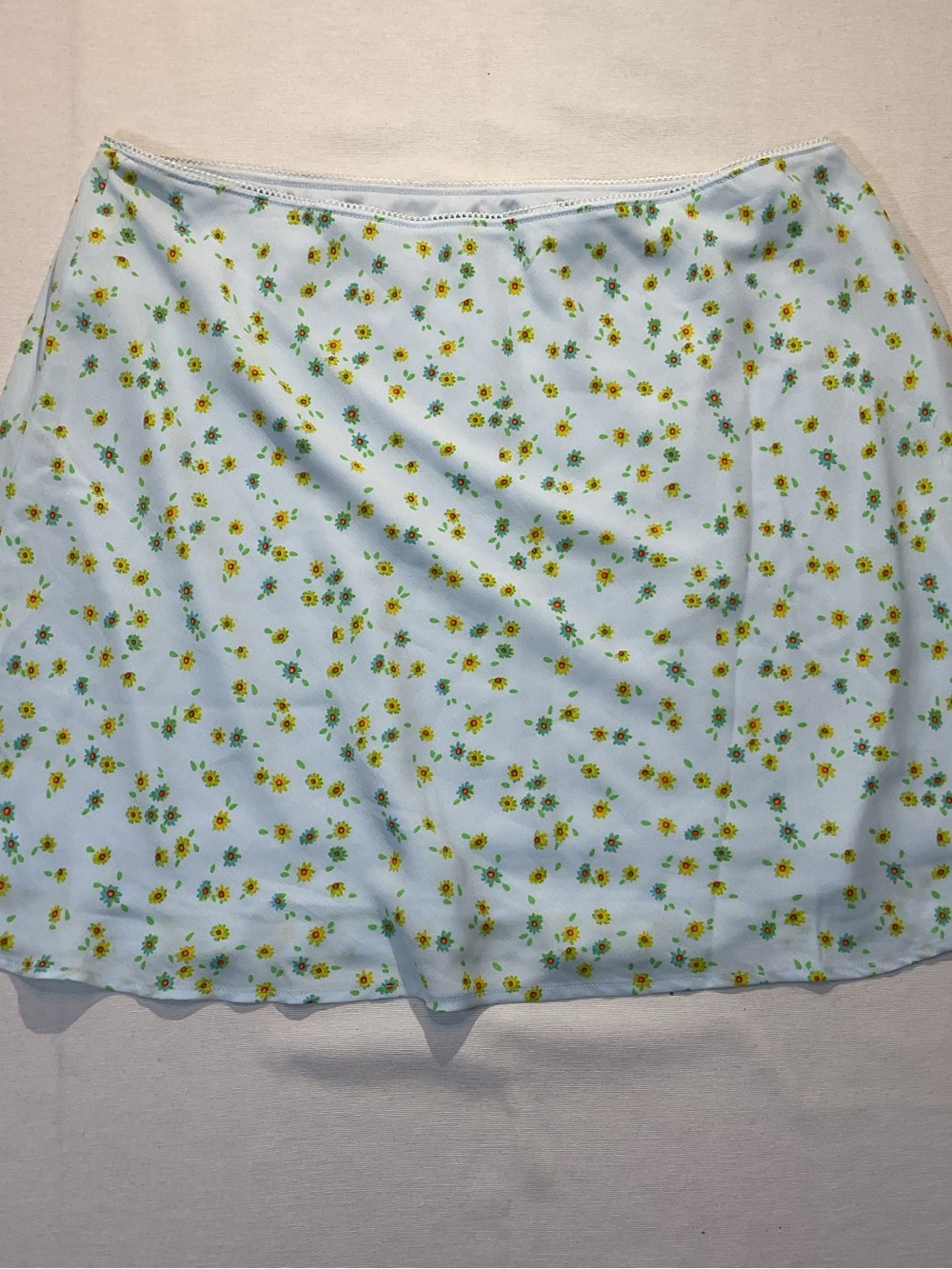 Wild Fable NWT Light Aqua Blue Floral Mini Skirt Size XL Sunflowers Soft Comfort - Picture 7 of 7